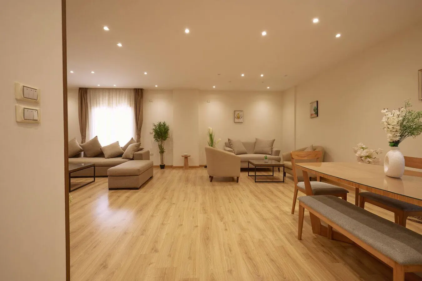 Nasr City Large 3-Bedroom with Bench Dining and Lit Niches