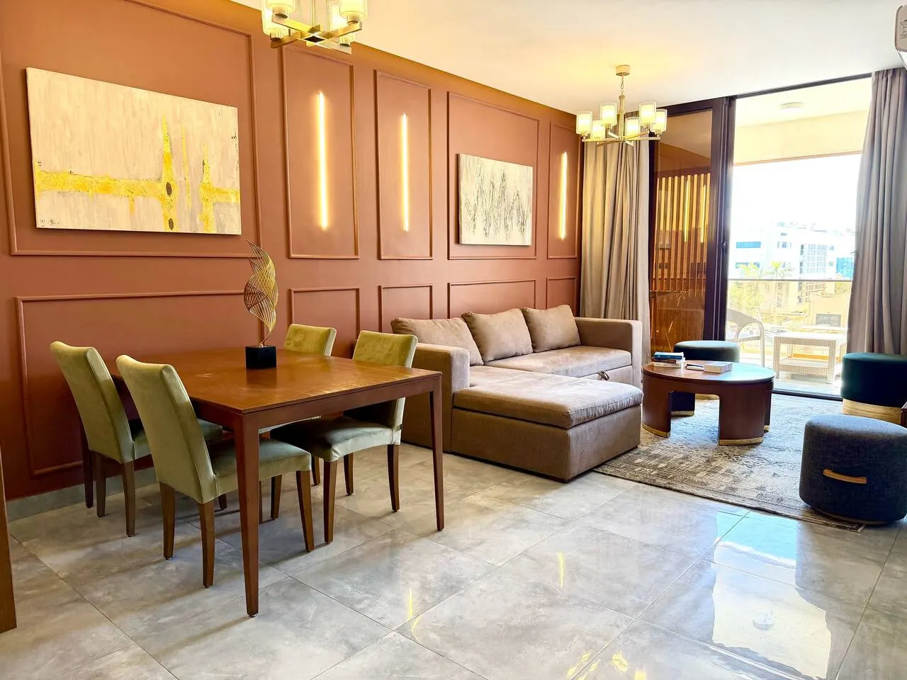 Two-Bedroom with Balcony and L-Shaped Sofa