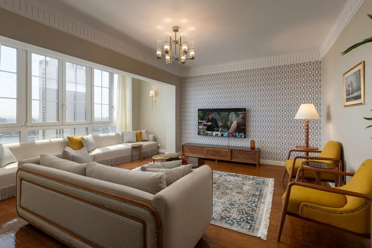 Vintage Three-Bedroom with Nile Views on the Corniche