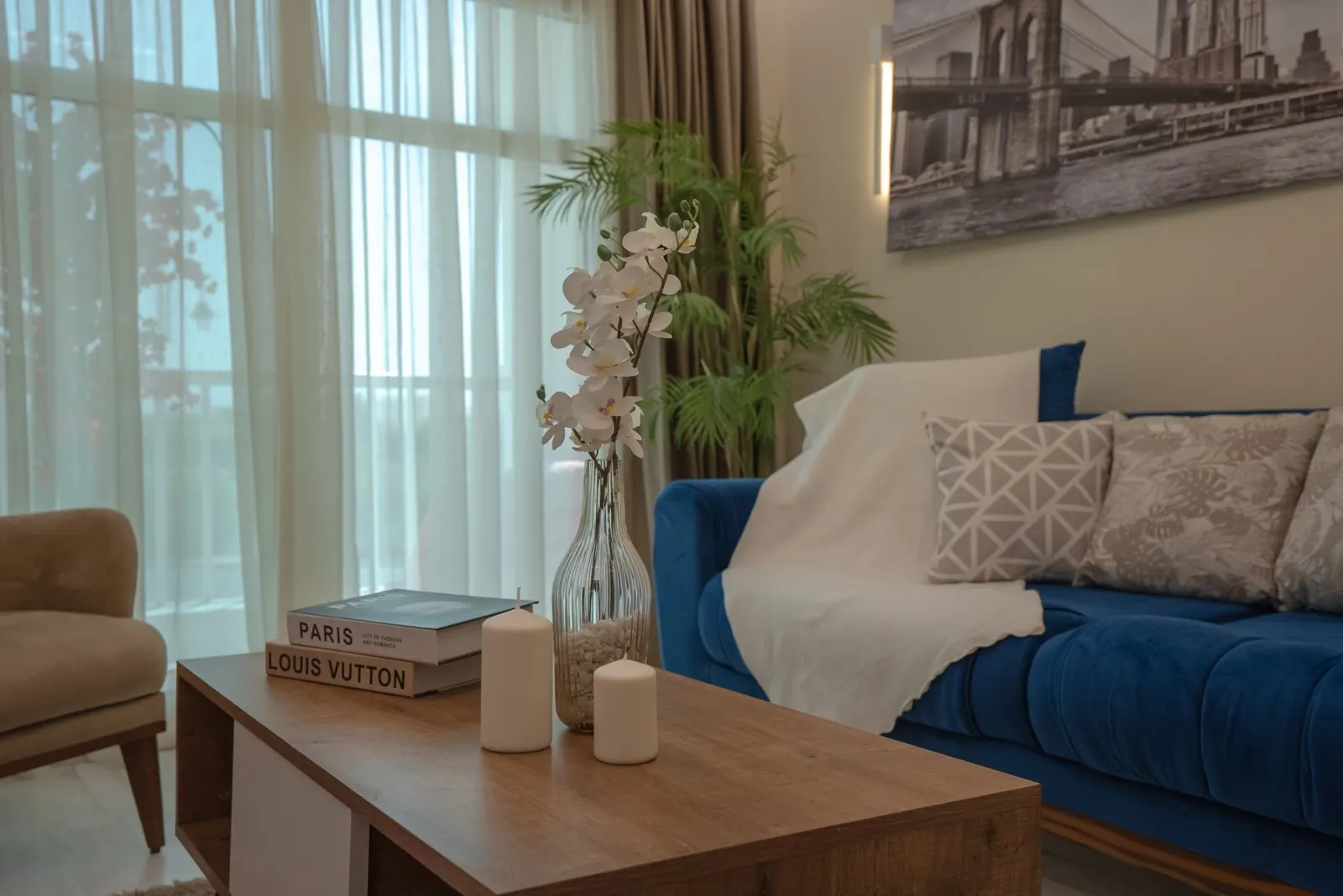 Cobalt & Taupe Apartment — 2-Bedroom, Madinaty