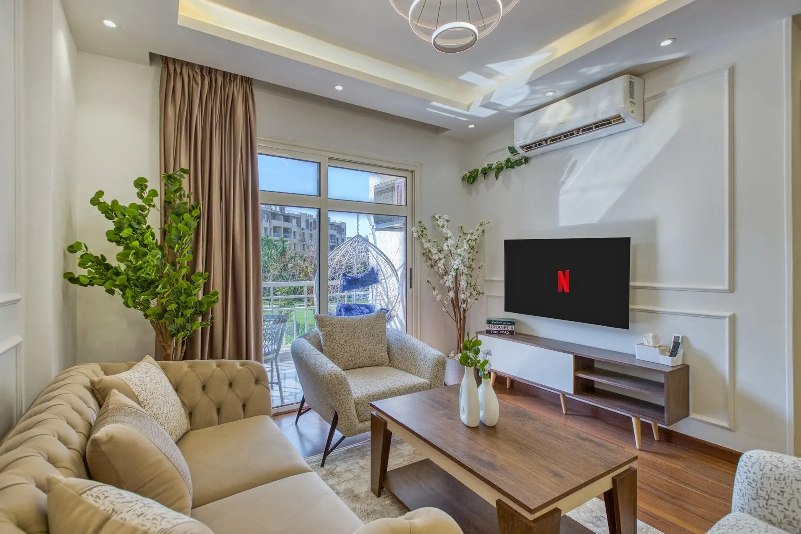 Egg-Chair Balcony Home — 2-Bedroom, Madinaty