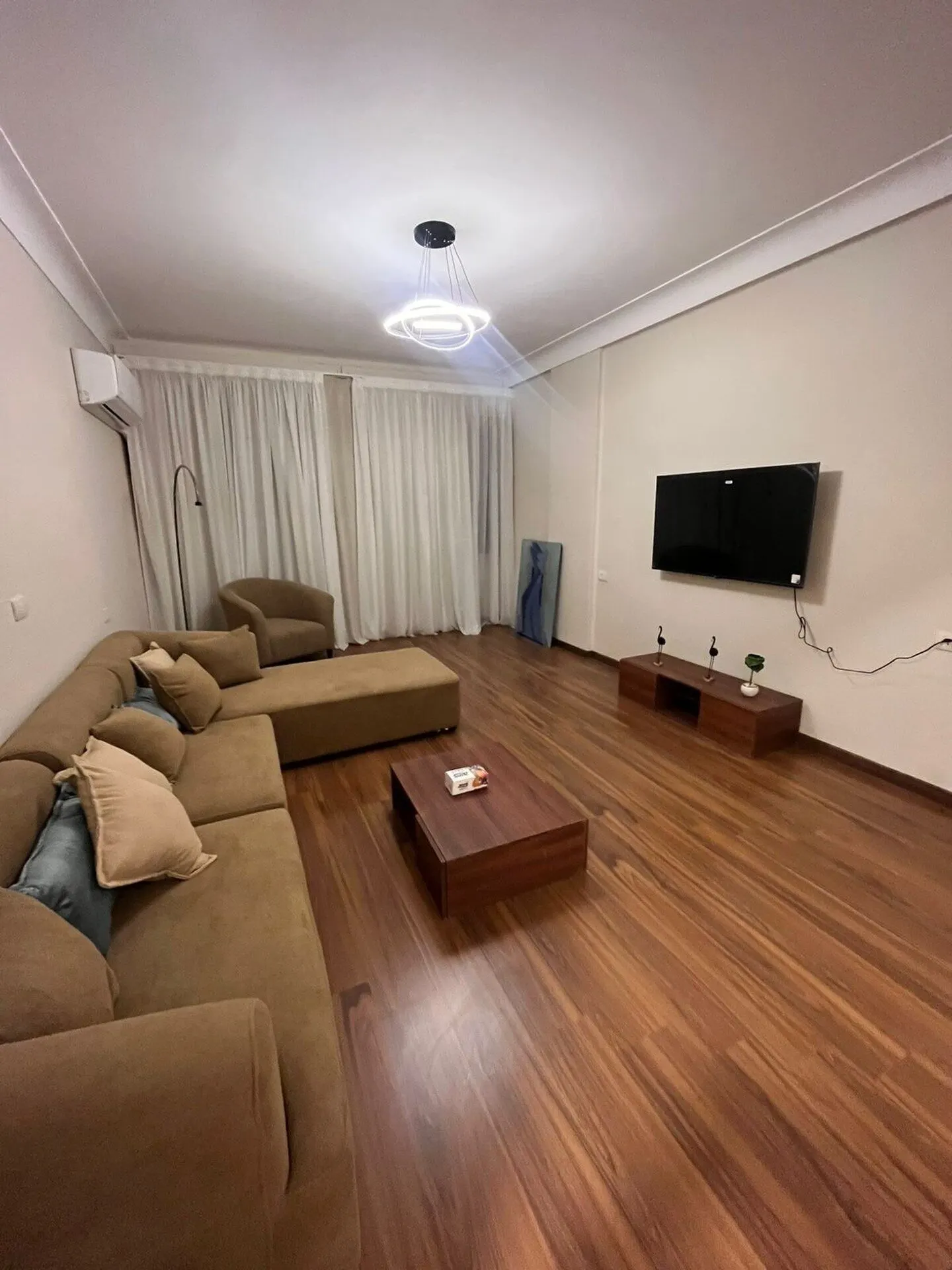 Sheer Curtains & Walnut Floors — 3-Bedroom, Zamalek