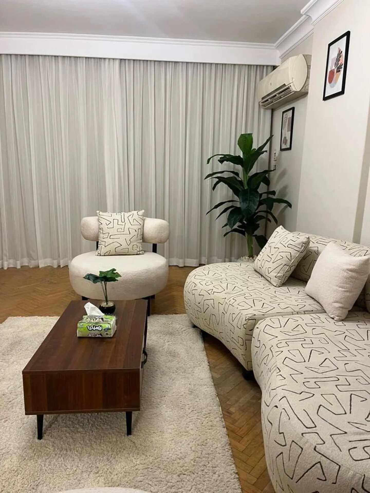 Classic Parquet Home with Corner Bath — 3-Bedroom, Zamalek