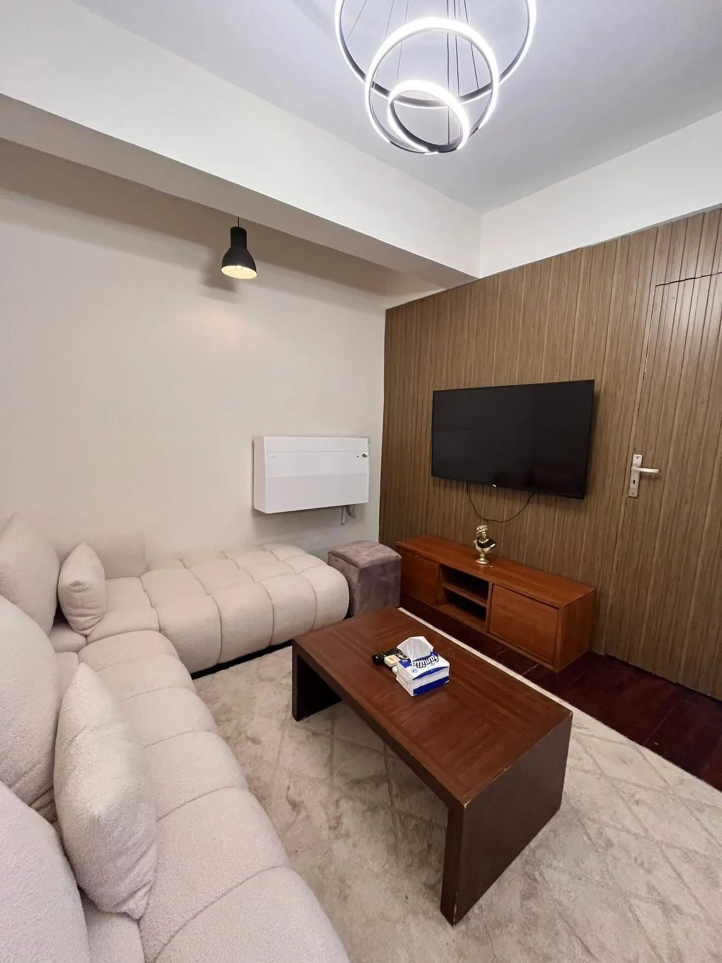 Oak-Slat Lounge Flat — 2-Bedroom, Zamalek