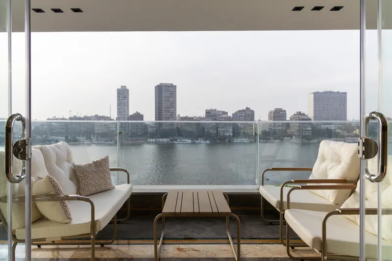 Glass-Railed Nile Balcony — 4-Bedroom Apartment, Manial