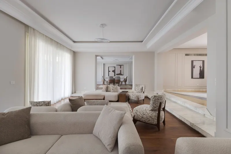 Marble Fireplace and Stepped Pool — 5-Bedroom Villa, Sheikh Zayed, photo 7