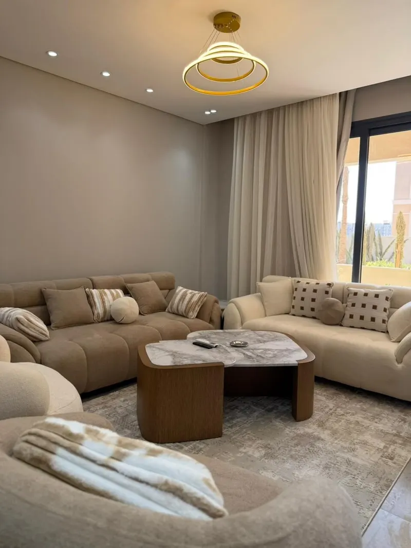 Gold Halo Lights and Garden Doors — 2-Bedroom Apartment, Sheikh Zayed