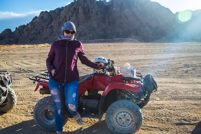 Tourist is photographed with a quad bike sharm el sheikh