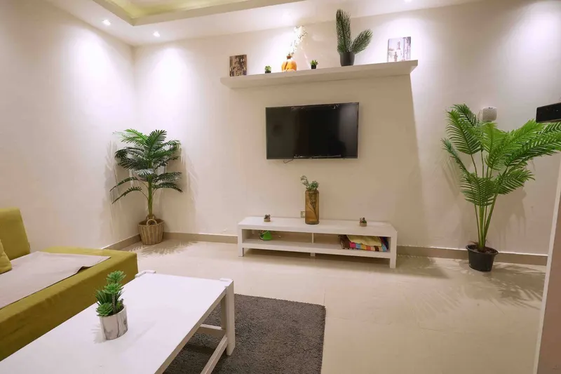 Nasr City 1-Bedroom with Lime Sofa and Gloss-White Kitchen