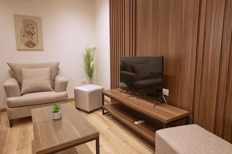 Nasr City 2-Bedroom with Calligraphy Art and Wood-Slat Wall