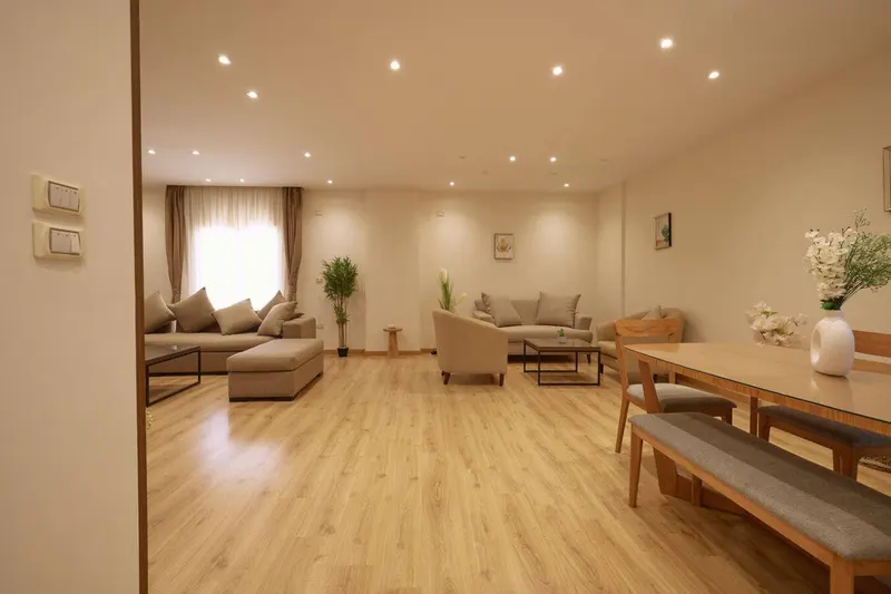 Nasr City Large 3-Bedroom with Bench Dining and Lit Niches