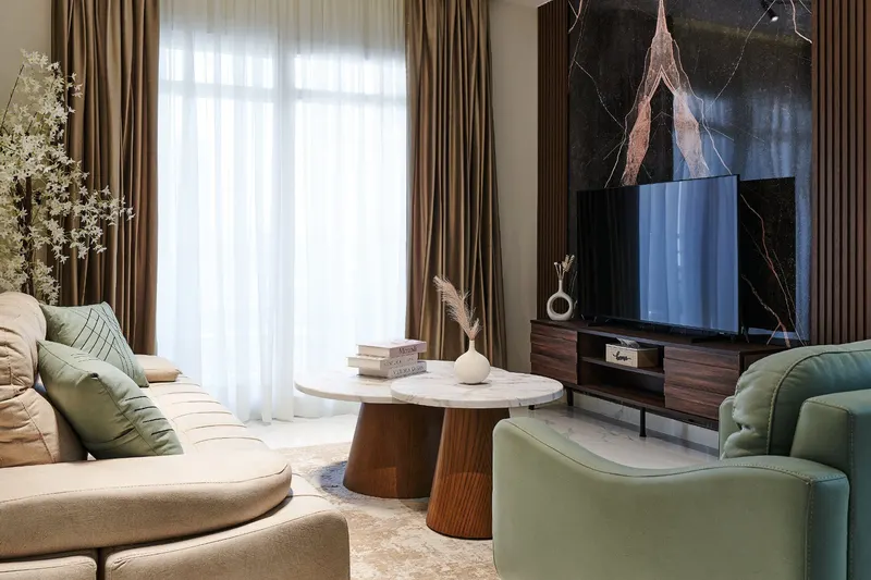 Black Marble & Walnut — 2-Bedroom, Madinaty
